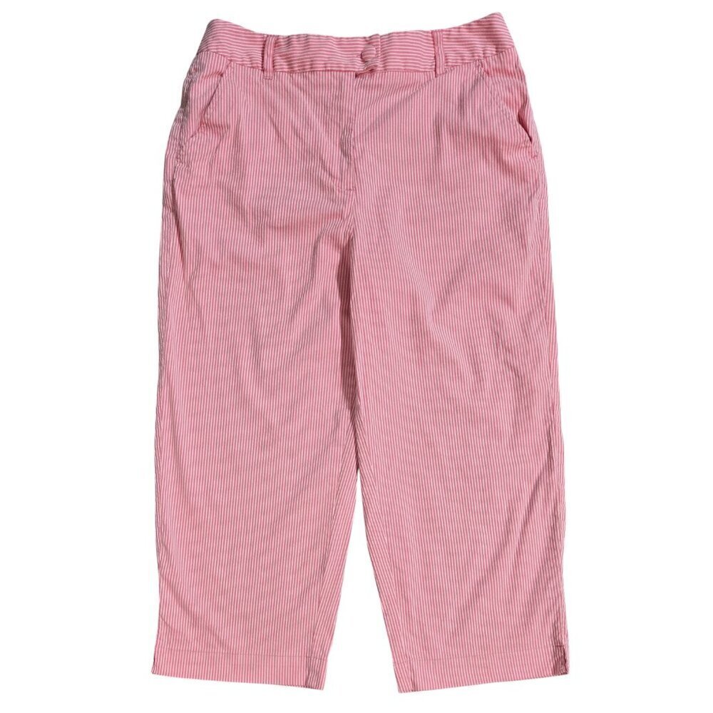 Vintage Talbots Pink White Stripe Capri Pants Cotton Stretch Beachy Barbie